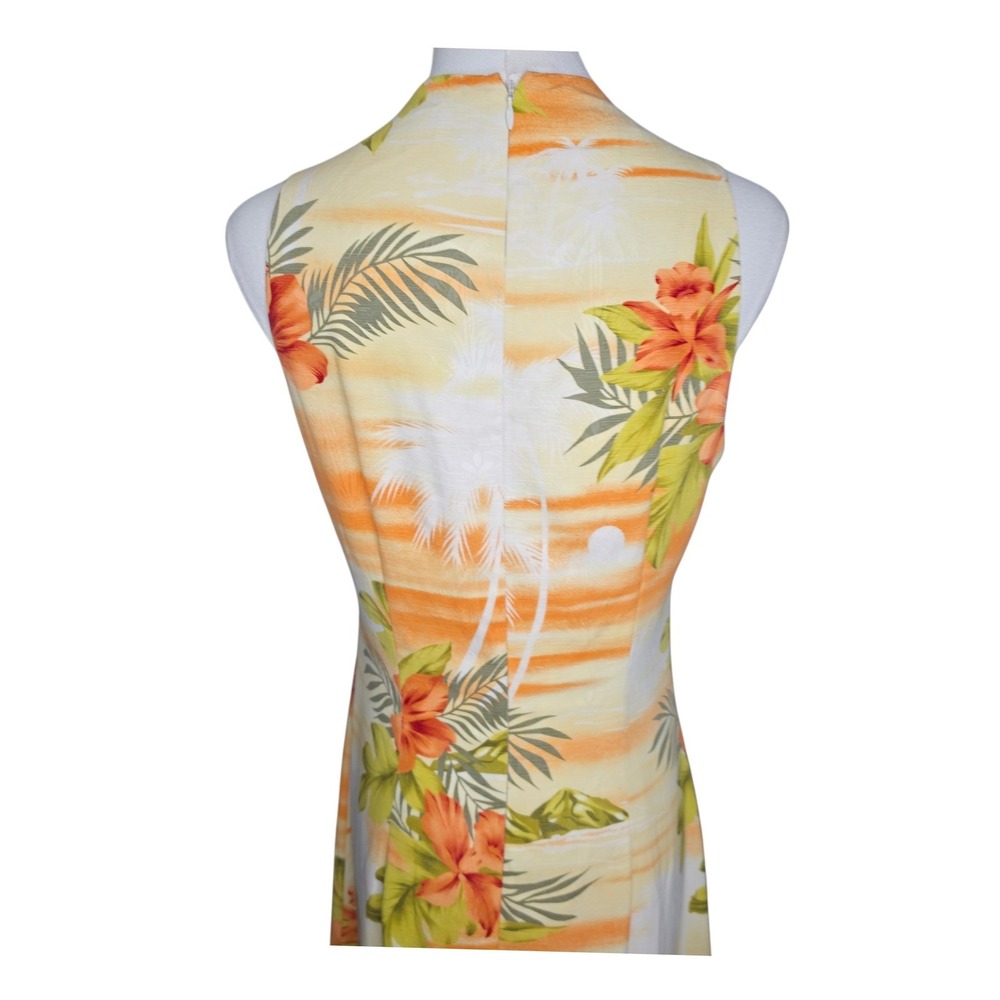 Tommy Bahama Vintage Orange Silk Tropical Floral Palm Tree Sunset‎ Maxi Dress 4 - Picture 6 of 12